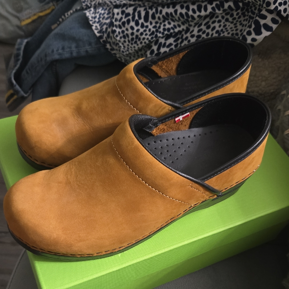 Sanita Brown Leather Clogs
